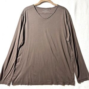 Daniel Buchler XL Peruvian Pima Cotton Long Sleeve Brown T Shirt Soft Luxury